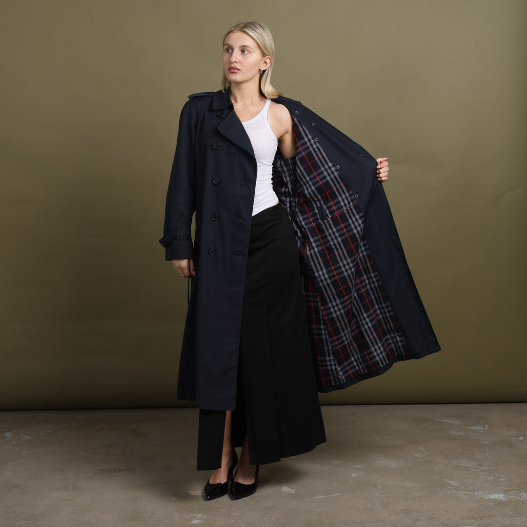 Burberry's Trench Coat Navy Blue Women's UK 10 Long