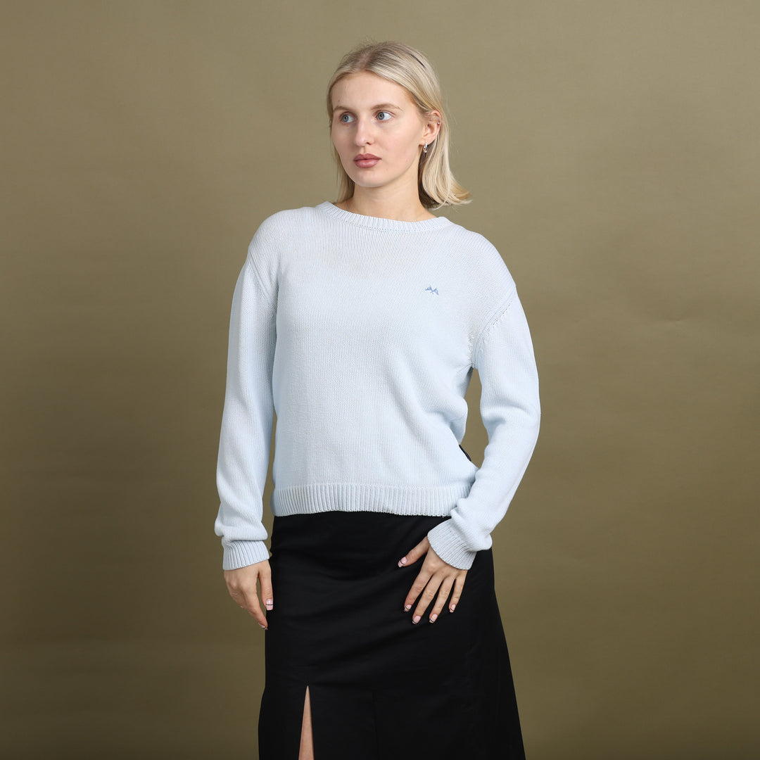 Thomas Burberry Crew Neck Jumper Baby Blue Women's UK 10
