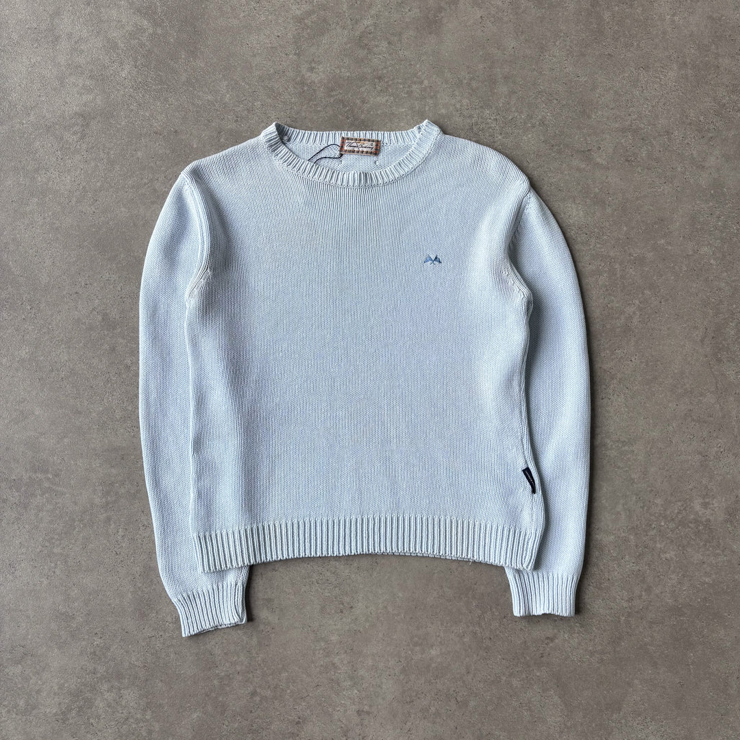 Thomas Burberry Crew Neck Jumper Baby Blue Women's UK 10