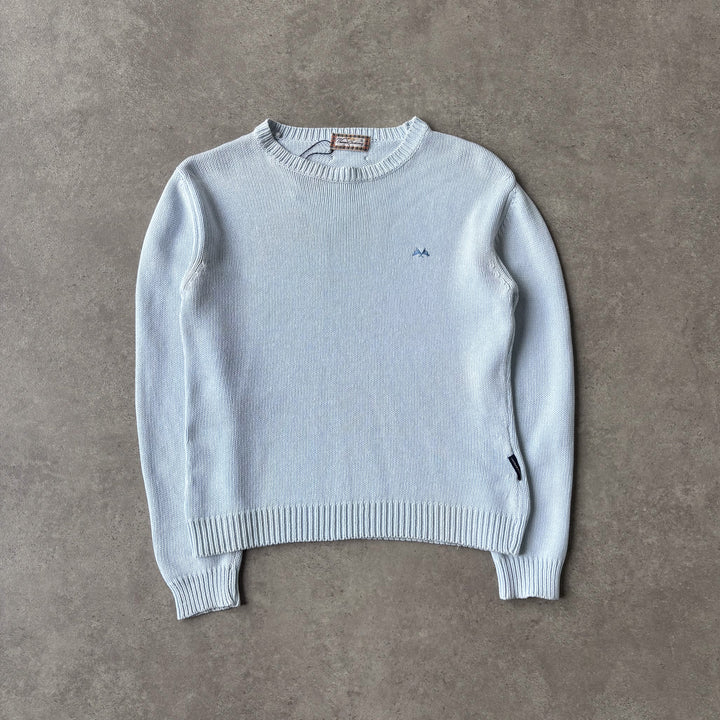 Thomas Burberry Crew Neck Jumper Baby Blue Women's UK 10
