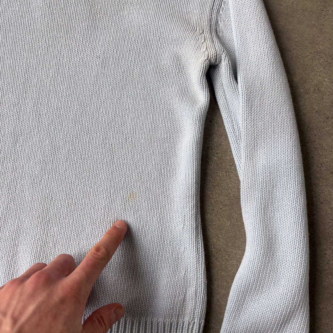 Thomas Burberry Crew Neck Jumper Baby Blue Women's UK 10