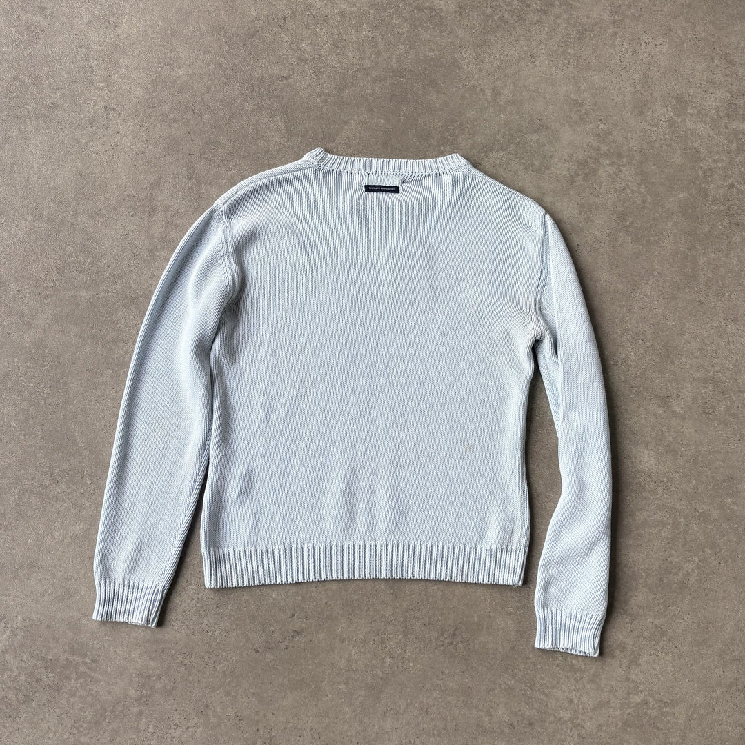 Thomas Burberry Crew Neck Jumper Baby Blue Women's UK 10
