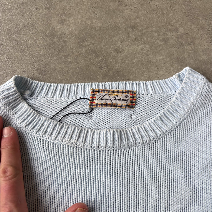 Thomas Burberry Crew Neck Jumper Baby Blue Women's UK 10
