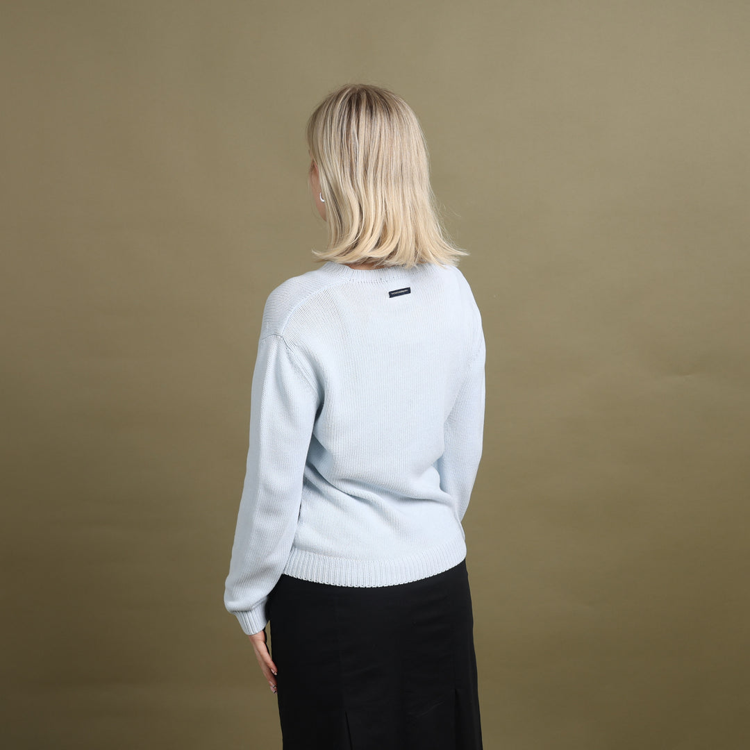 Thomas Burberry Crew Neck Jumper Baby Blue Women's UK 10
