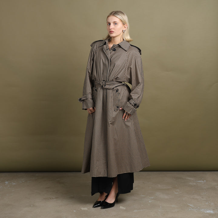 Aquascutum Trench Coat Beige & Black Women's UK 12