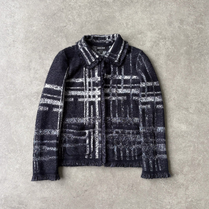 Giorgio Armani Cardigan Midnight Blue & Grey Women's UK 8