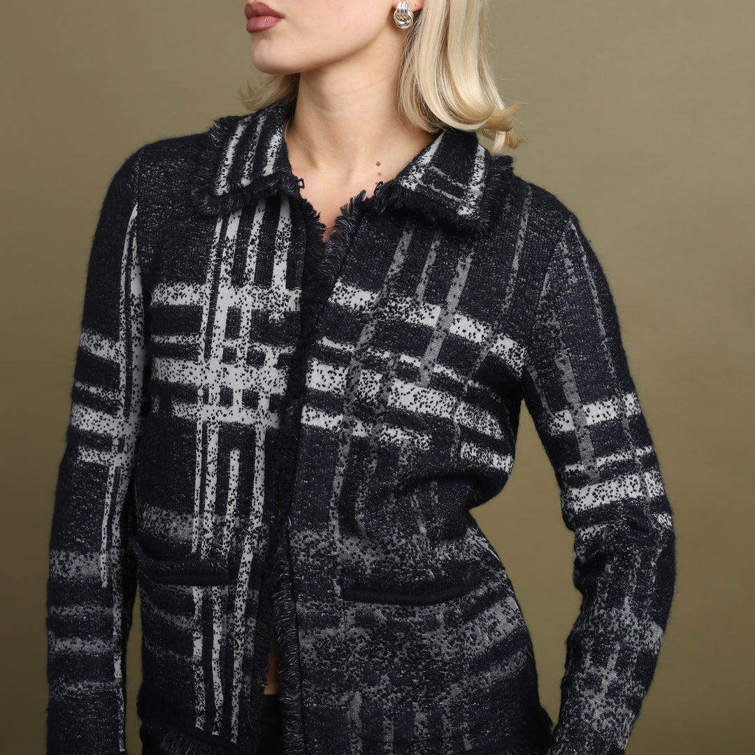 Giorgio Armani Cardigan Midnight Blue & Grey Women's UK 8