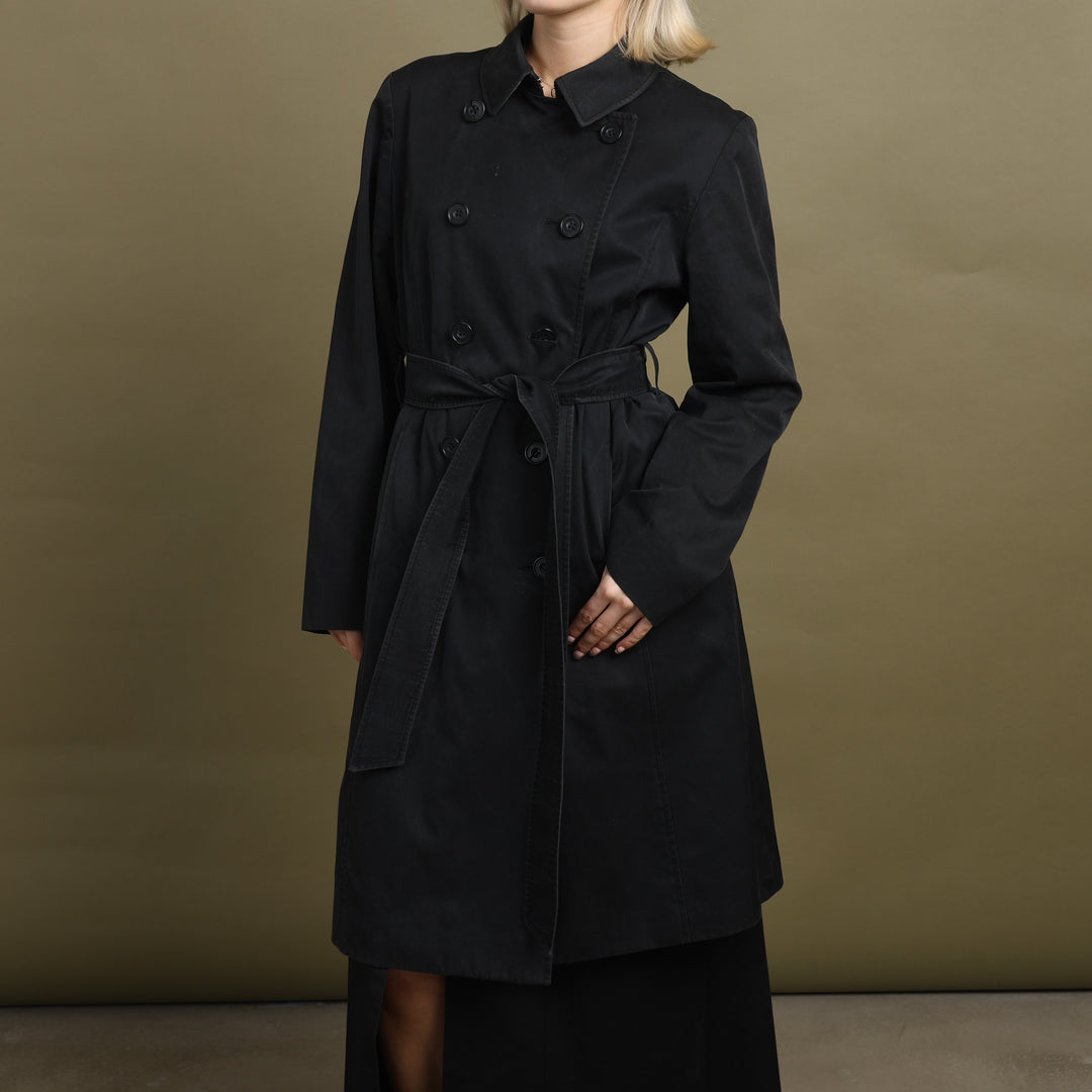 Aquascutum Trench Coat Black Women's UK 10