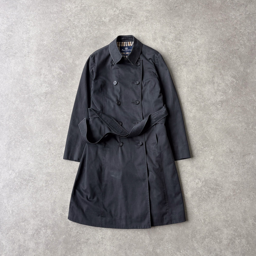 Aquascutum Trench Coat Black Women's UK 10