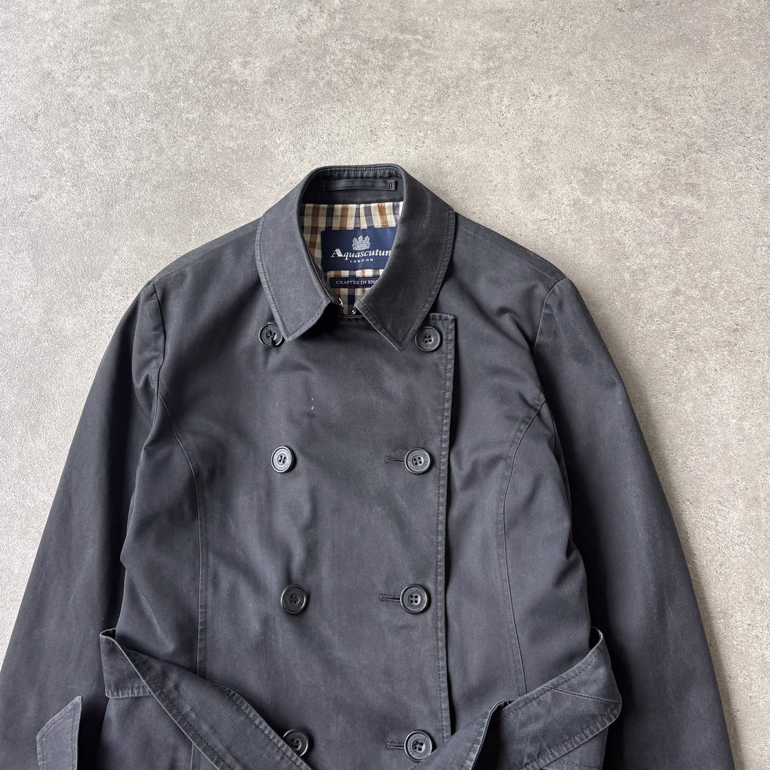 Aquascutum Trench Coat Black Women's UK 10