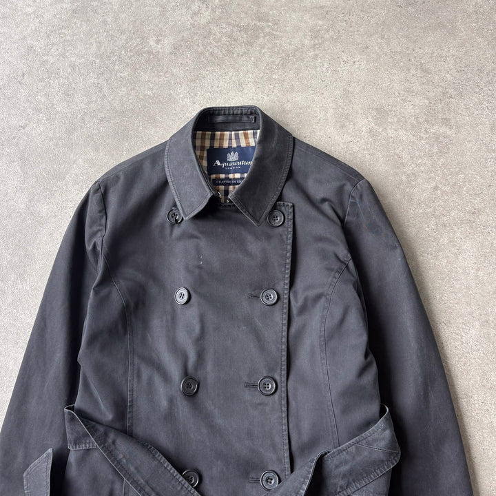 Aquascutum Trench Coat Black Women's UK 10