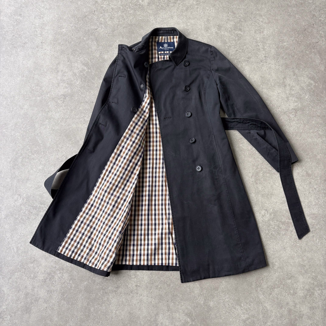 Aquascutum Trench Coat Black Women's UK 10