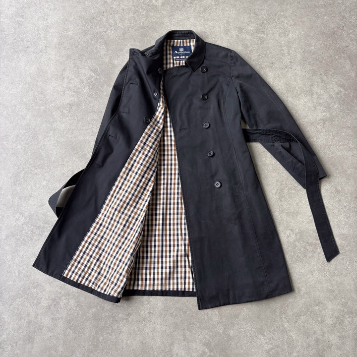 Aquascutum Trench Coat Black Women's UK 10