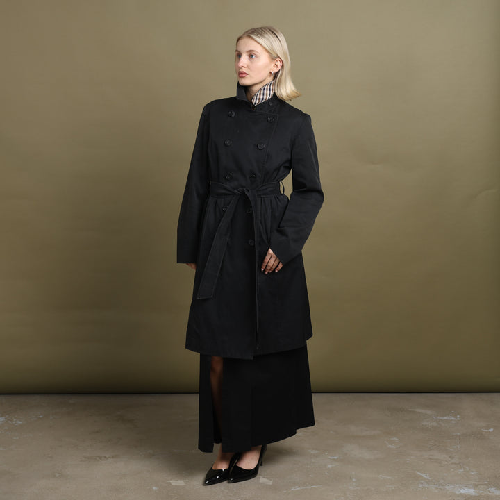 Aquascutum Trench Coat Black Women's UK 10