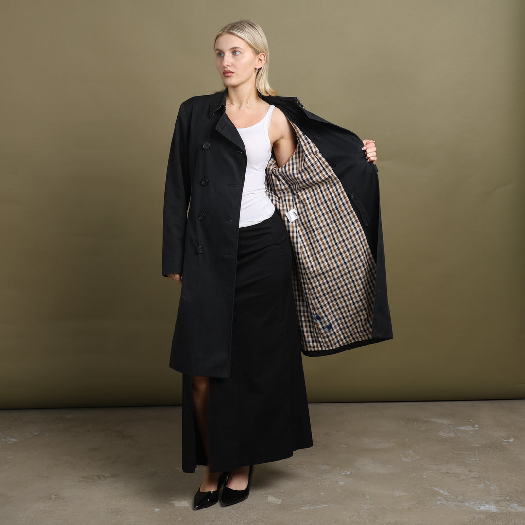 Aquascutum Trench Coat Black Women's UK 10