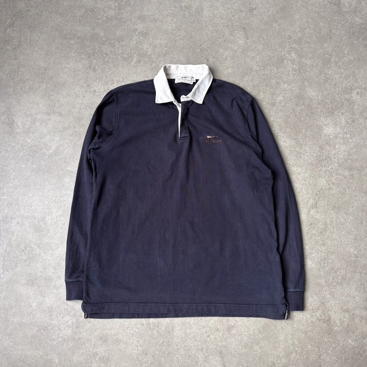 Thomas Burberry Rugby Shirt Navy Blue & White Men's XL
