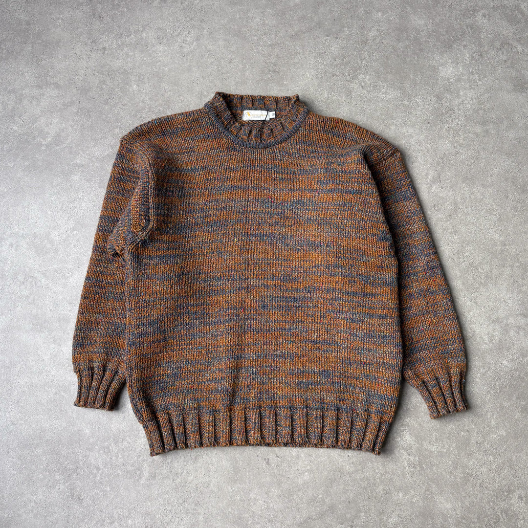 Aquascutum Mock Neck Jumper Orange & Blue Men's M