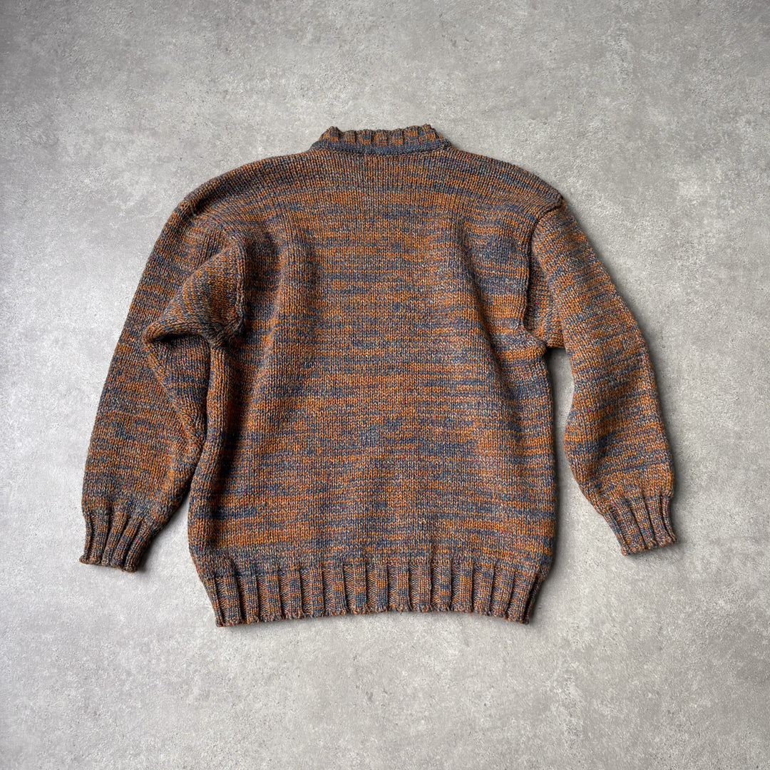 Aquascutum Mock Neck Jumper Orange & Blue Men's M