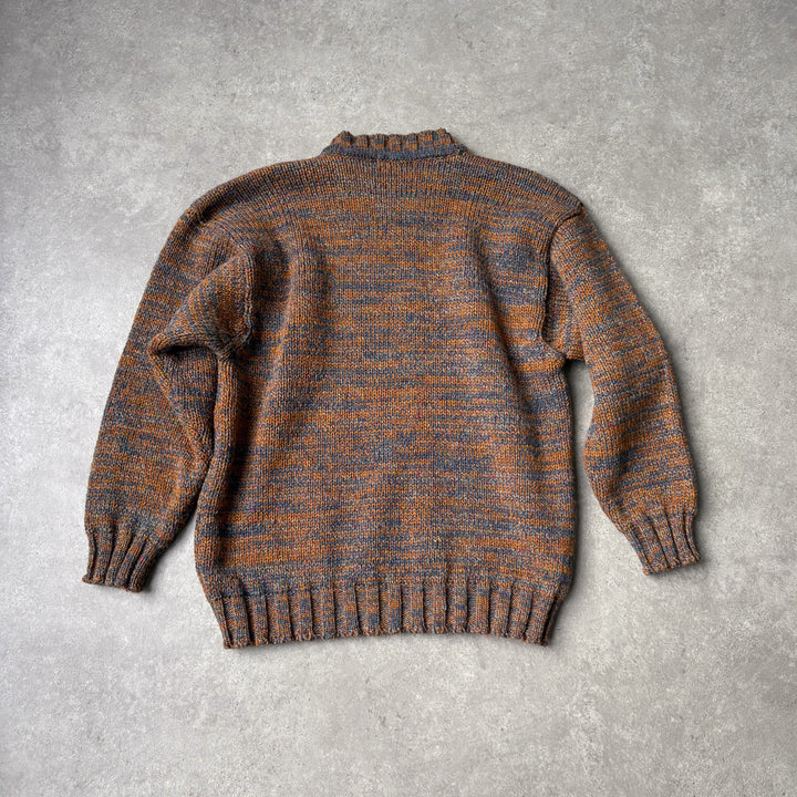 Aquascutum Mock Neck Jumper Orange & Blue Men's M