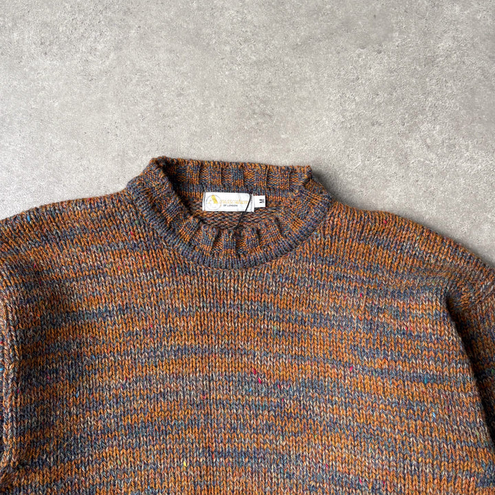 Aquascutum Mock Neck Jumper Orange & Blue Men's M