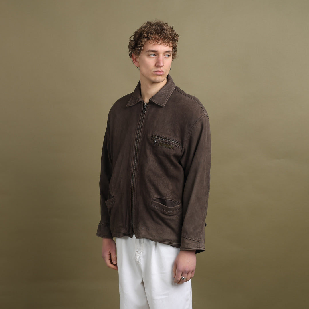 Marlboro Classics Leather Bomber Jacket Brown Men's M
