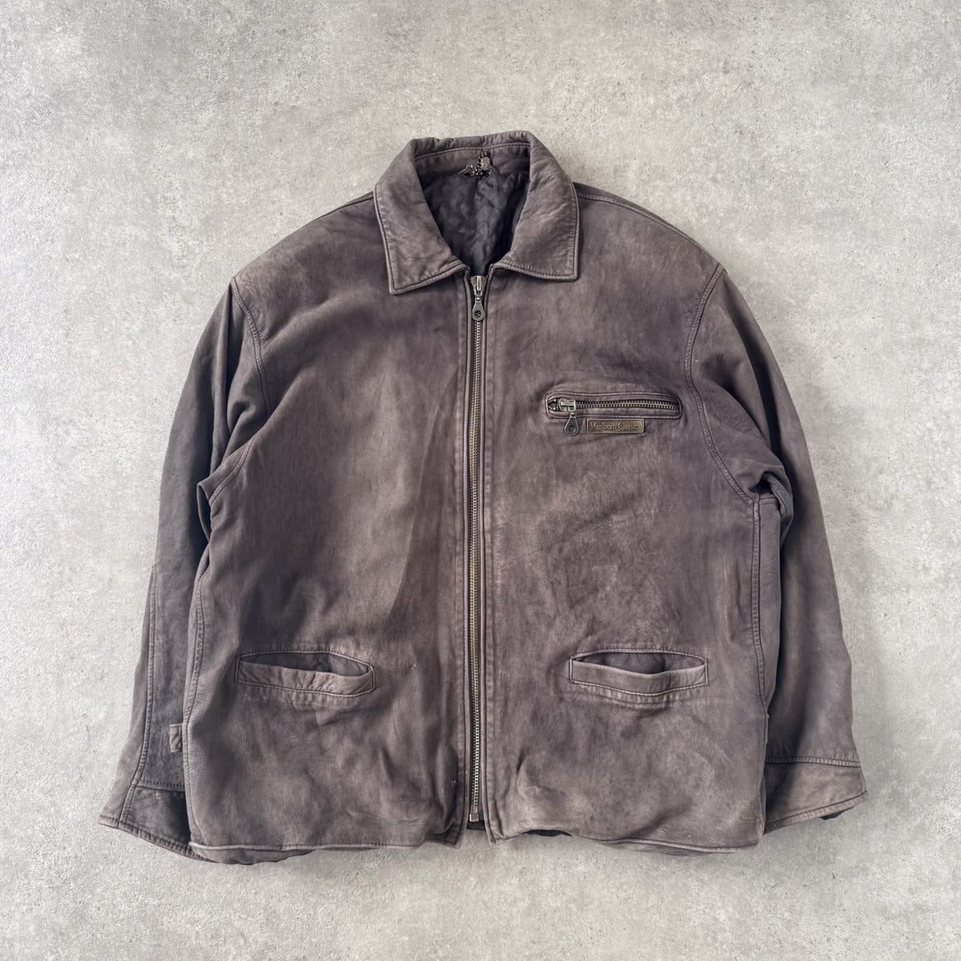 Marlboro Classics Leather Bomber Jacket Brown Men's M