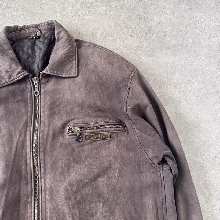 Marlboro Classics Leather Bomber Jacket Brown Men's M