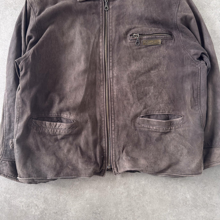 Marlboro Classics Leather Bomber Jacket Brown Men's M