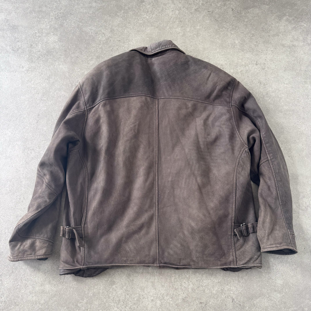 Marlboro Classics Leather Bomber Jacket Brown Men's M