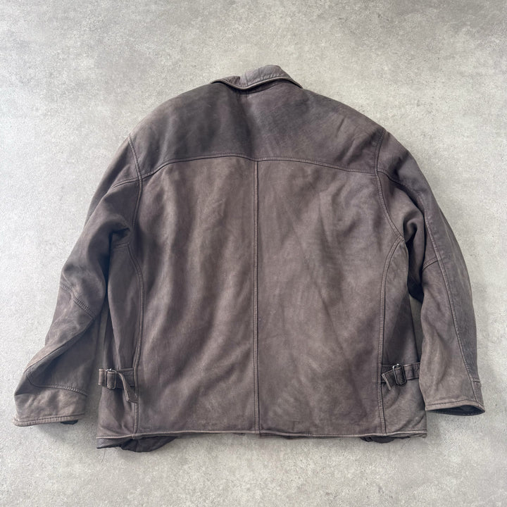 Marlboro Classics Leather Bomber Jacket Brown Men's M