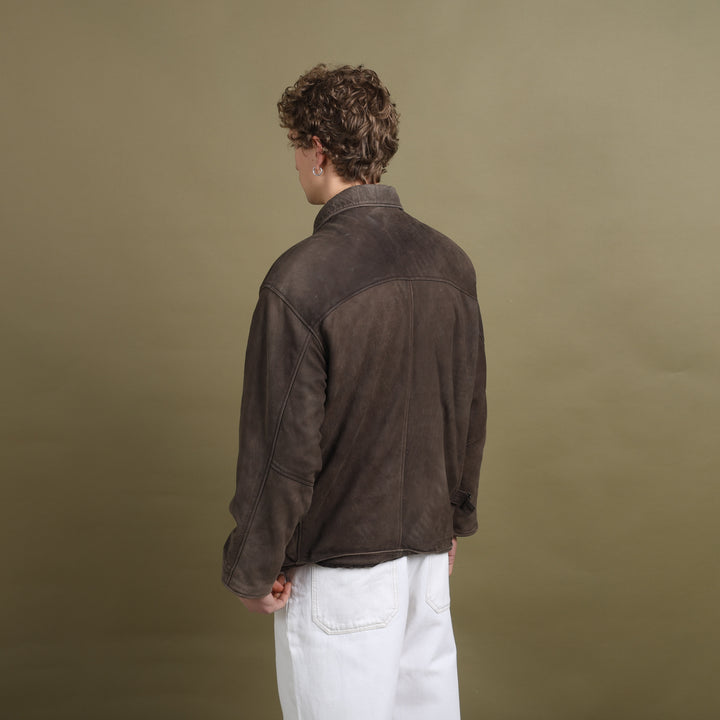 Marlboro Classics Leather Bomber Jacket Brown Men's M