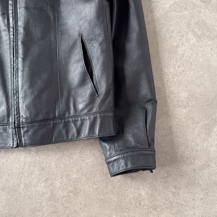 Burberry Leather Bomber Jacket Black Women's UK 12