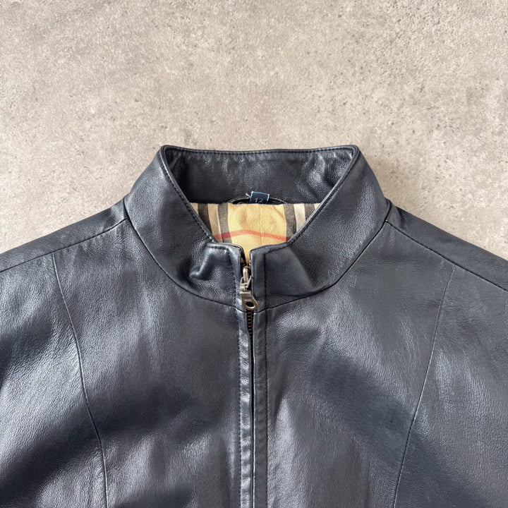 Burberry Leather Bomber Jacket Black Women's UK 12