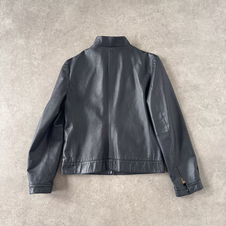 Burberry Leather Bomber Jacket Black Women's UK 12