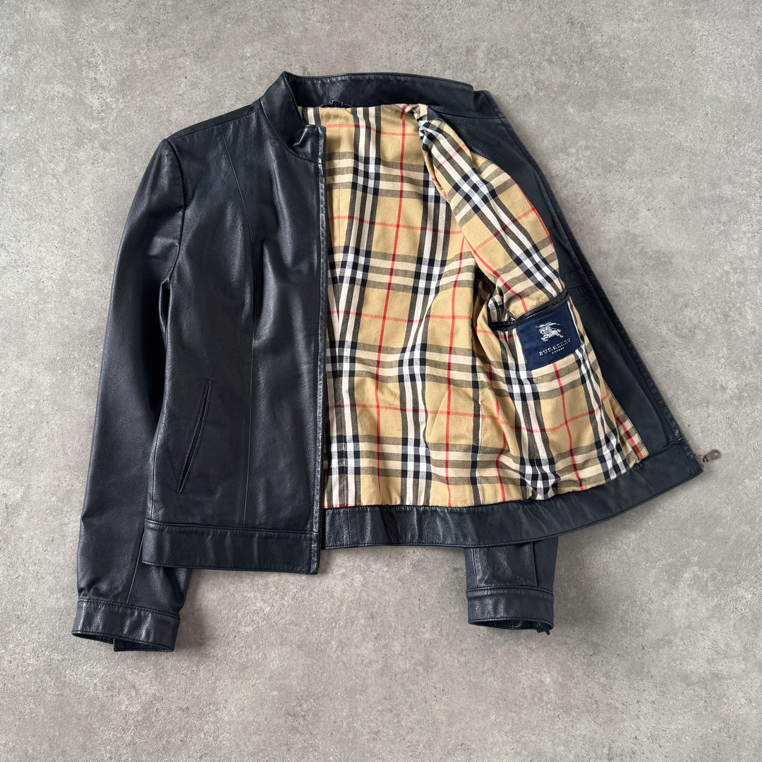 Burberry Leather Bomber Jacket Black Women's UK 12