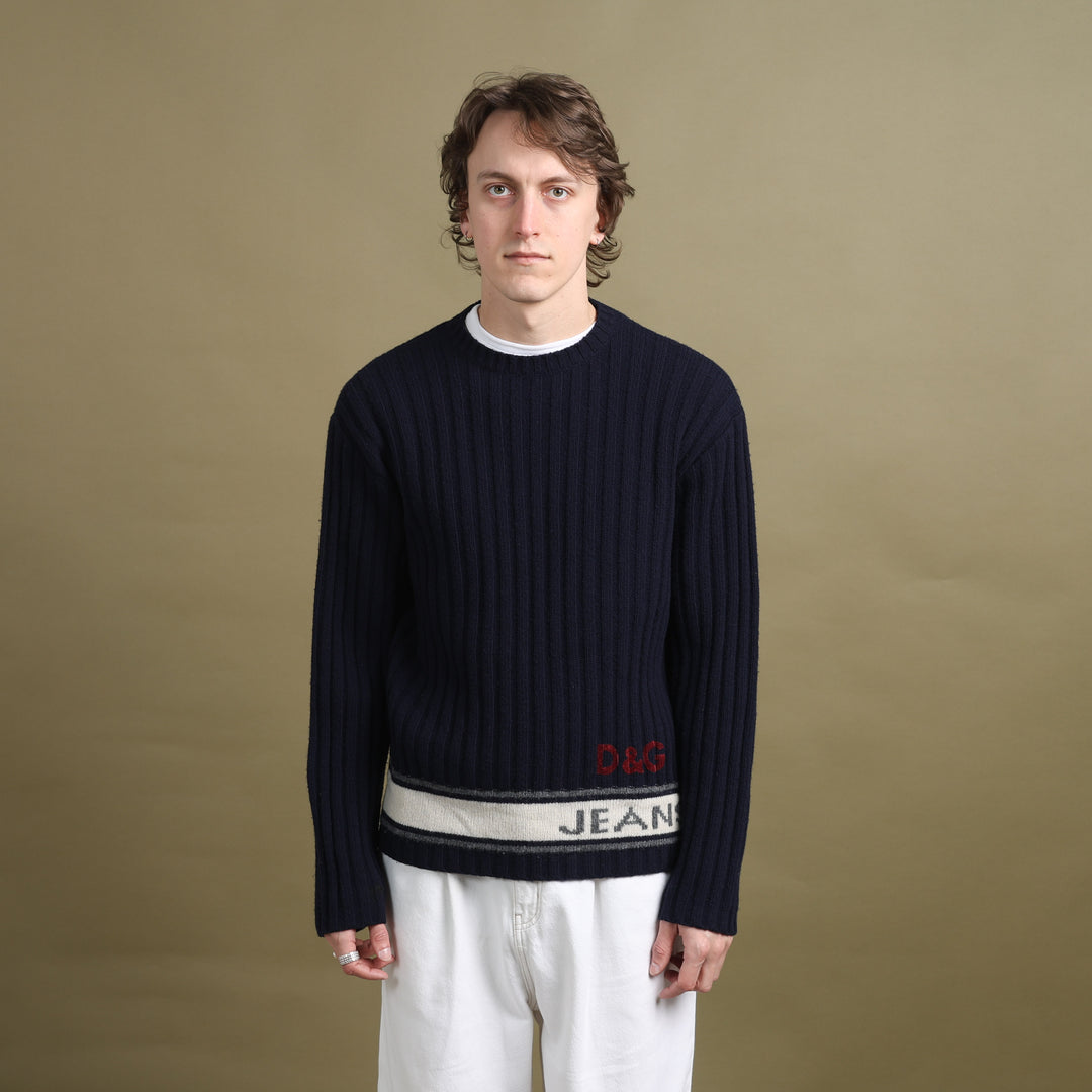 Dolce & Gabbana Crew Neck Jumper Navy Blue Men's M