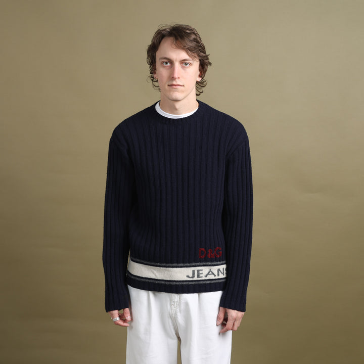 Dolce & Gabbana Crew Neck Jumper Navy Blue Men's M