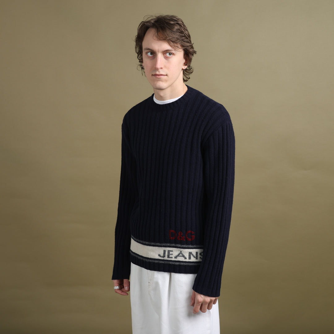 Dolce & Gabbana Crew Neck Jumper Navy Blue Men's M