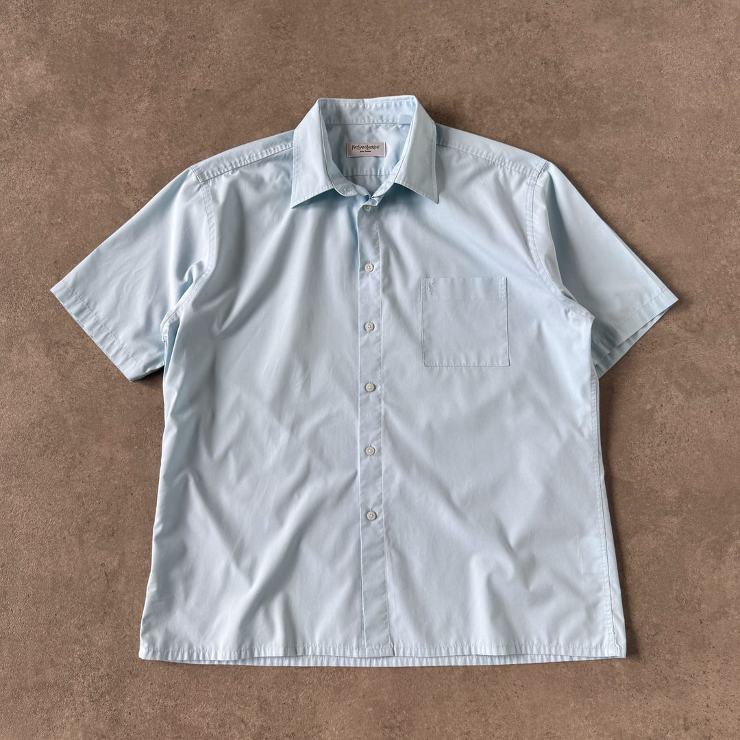 Yves Saint Laurent Short Sleeve Shirt Teal Blue Men's XL