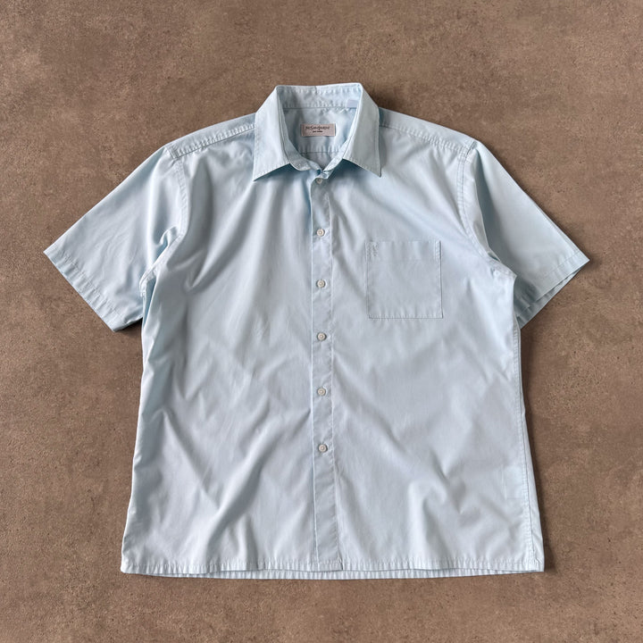 Yves Saint Laurent Short Sleeve Shirt Teal Blue Men's XL