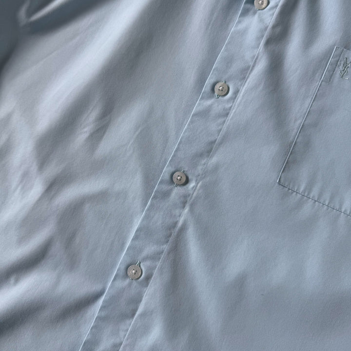 Yves Saint Laurent Short Sleeve Shirt Teal Blue Men's XL