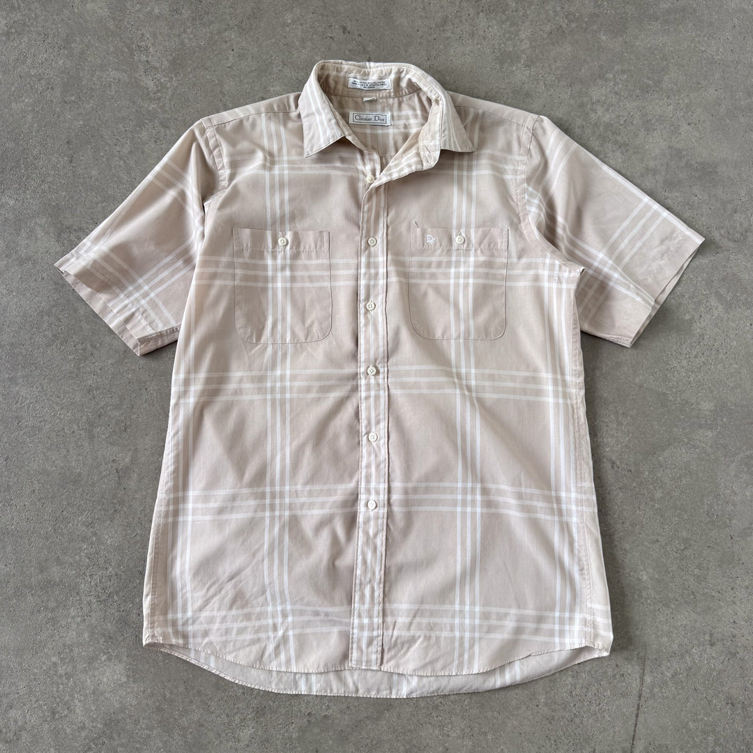 Christian Dior Short Sleeve Shirt Beige & White Men's M