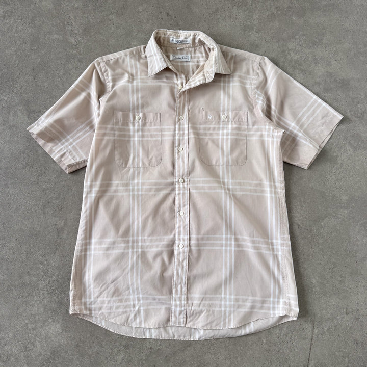 Christian Dior Short Sleeve Shirt Beige & White Men's M