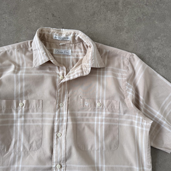 Christian Dior Short Sleeve Shirt Beige & White Men's M