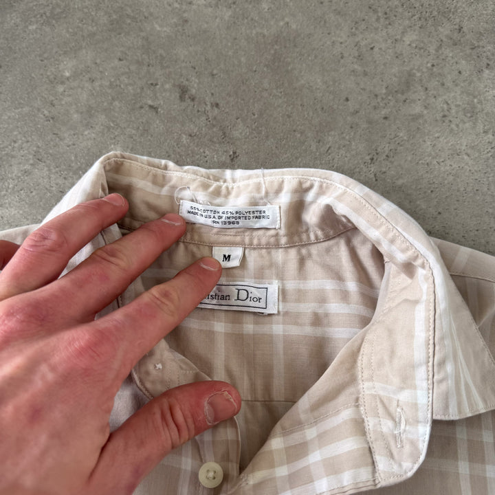 Christian Dior Short Sleeve Shirt Beige & White Men's M