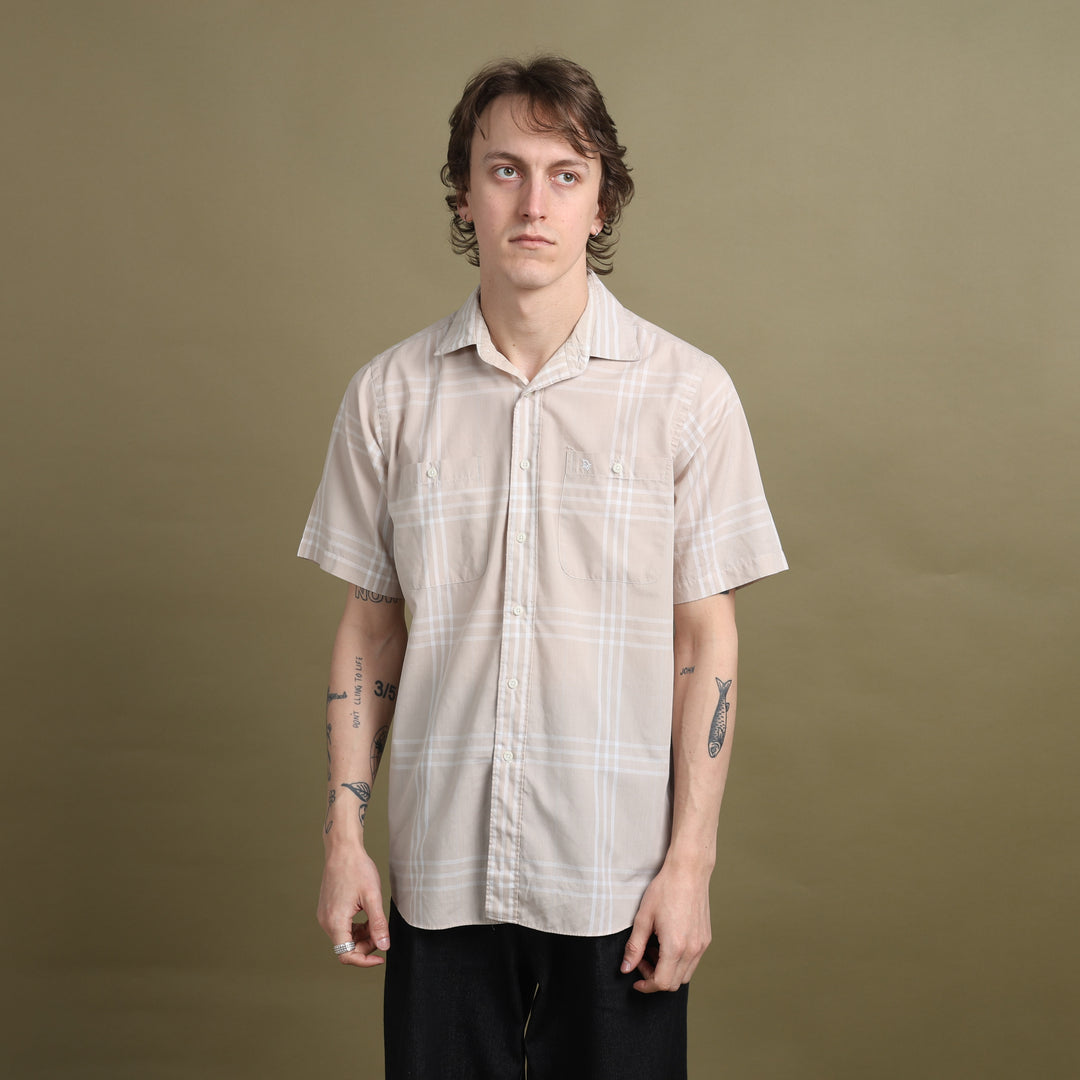 Christian Dior Short Sleeve Shirt Beige & White Men's M