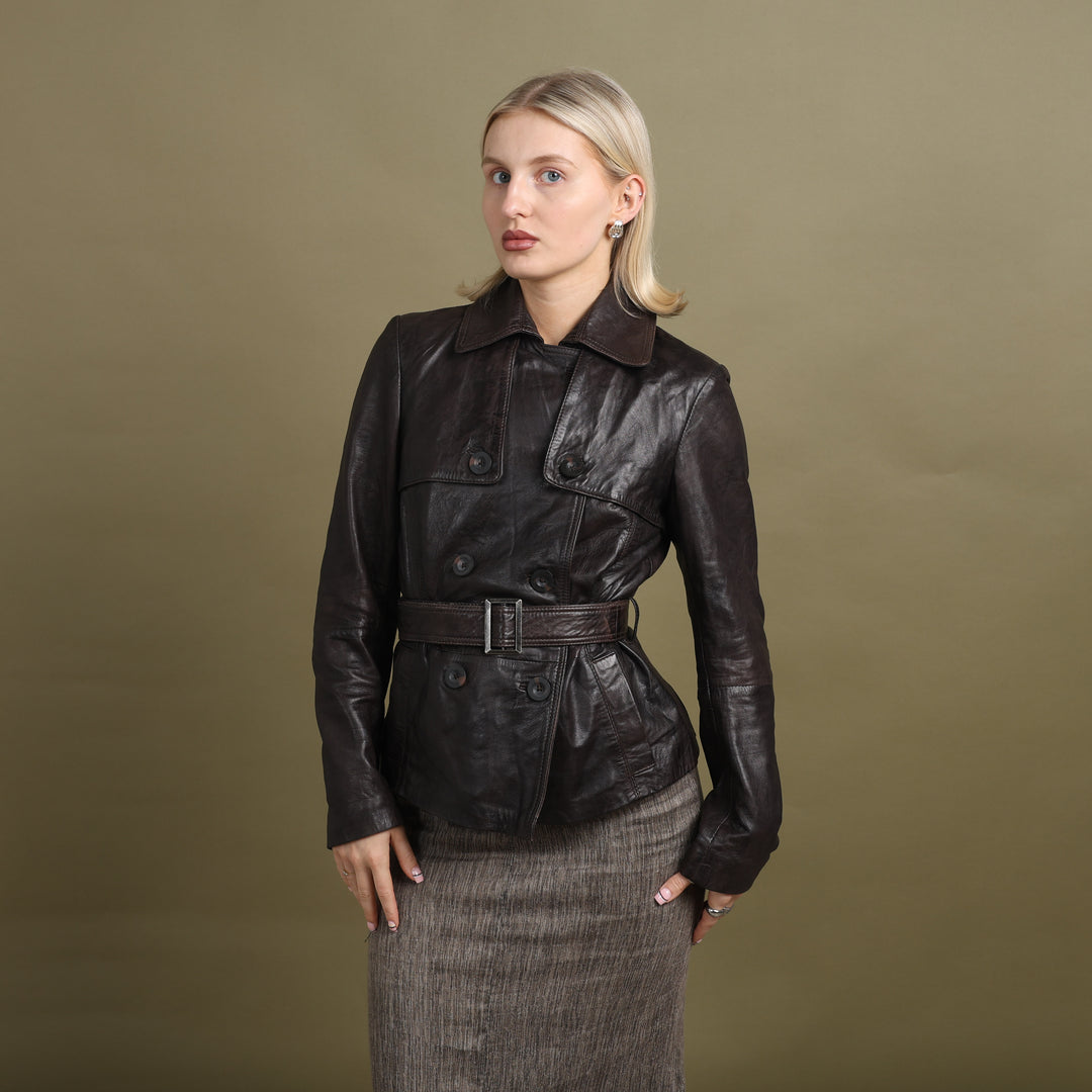 Ronit Zilkha Leather Jacket Brown Women's UK 10