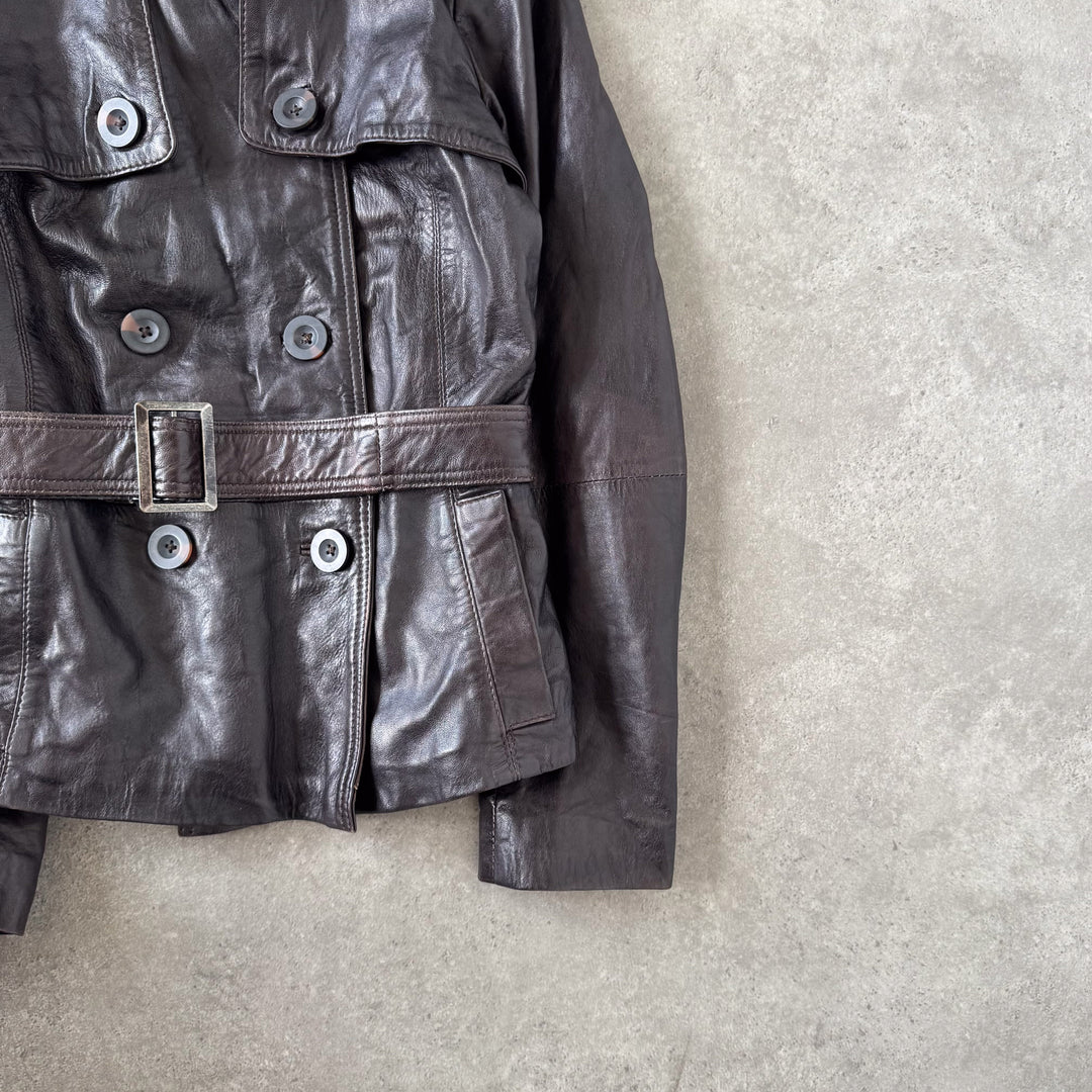 Ronit Zilkha Leather Jacket Brown Women's UK 10
