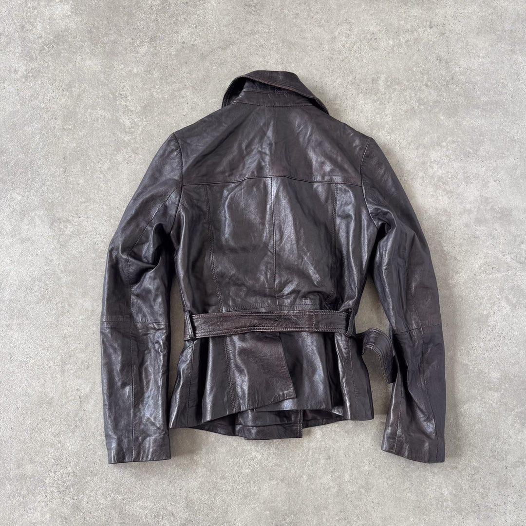 Ronit Zilkha Leather Jacket Brown Women's UK 10