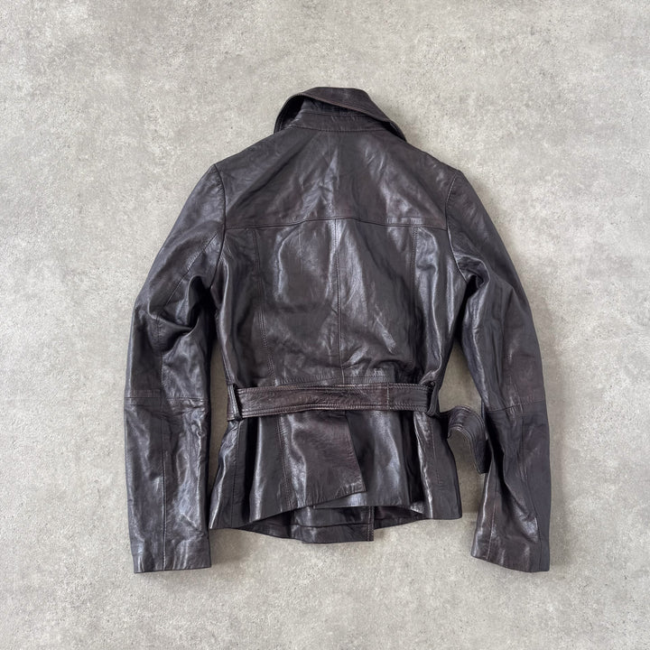 Ronit Zilkha Leather Jacket Brown Women's UK 10